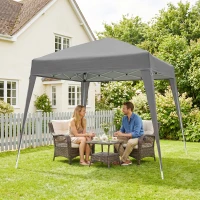 Outsunny Carpa Plegable 2,4x2,4 m, Pop-up, Cenador Pabellón de Jardín, Altura Ajustable con Bolsa de Transporte, Anti-UV, Impermeable, Gazebo para Camping, Fiestas, Exterior, Gris(m-9)