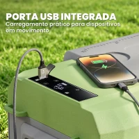 Outsunny Geleira Portátil Elétrica 24,2L -20℃ a +20 ℃ 12V/24V Mini Geleira com Rodas Compressor e Ecrã LED Tátil 60,2x33,4x41,4 cm Cinza e Verde(m-5)