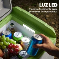 Outsunny Geleira Portátil Elétrica 24,2L -20℃ a +20 ℃ 12V/24V Mini Geleira com Rodas Compressor e Ecrã LED Tátil 60,2x33,4x41,4 cm Cinza e Verde(m-6)