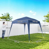 Outsunny Carpa Plegable 2,4x2,4 m, Pop-up, Cenador Pabellón de Jardín, Altura Ajustable con Bolsa de Transporte, Anti-UV, Impermeable, Gazebo para Camping, Fiestas, Exterior, Azul(m-3)
