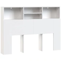 HOMCOM Cabeceira de Cama 140 cm com Arrumação e 4 Compartimentos Abertos para Quarto Branca(m-1)