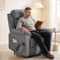 HOMCOM Poltrona relax massaggiante con riscaldamento e poggiatesta regolabile, grigio(m-6)