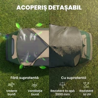 Outsunny Cort de Camping pentru 6 Persoane cu 2 Camere Separate, Poliester și Fibră de Sticlă, 450x215x180 cm, Verde Închis(m-5)