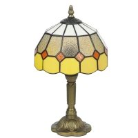 HOMCOM Handmade Art Deco Glass Table Lamp - White/Orange(m-1)