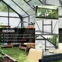 Outsunny Seră din Policarbonat, Seră Exterioară Durabilă cu Cadru din Aluminiu, Ușă și Fereastră pentru Ventilație, 6,2'x8,3'x6,6' Gri(m-4)