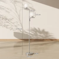 HOMCOM LED Floor Lamp, Modern Standing Lamp with 3 Colour Temperatures, Globe Glass Shades and Foot Switch, Silver Tone(m-3)