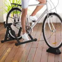 HOMCOM Rodillo de Bicicleta Entrenamiento Plegable con Resistencia Magnética Ajustable de 5 Niveles para Ruedas de 700C o 26-28 Pulgadas para Interior 54,5x47,2x39,1 cm Negro(m-10)