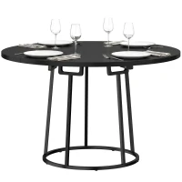 HOMCOM Dining Table Space Saving Kitchen Table Spliced Tabletop Conical Metal Base 120 cm Round Black(m-12)
