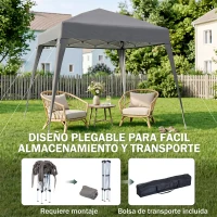 Outsunny Carpa Plegable 2,4x2,4 m, Pop-up, Cenador Pabellón de Jardín, Altura Ajustable con Bolsa de Transporte, Anti-UV, Impermeable, Gazebo para Camping, Fiestas, Exterior, Gris(m-5)