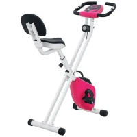 Vélo d'appartement pliable - Collaboration Aosom.fr x FFHandball - 8 niveaux de résistance, dossier selle réglable, rose(m-1)