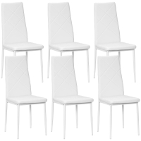 Set de 6 Scaune de Dining Moderne cu Spătar Înalt, Alb