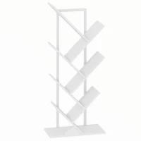 HOMCOM Bibliothèque Arbre à 7 Niveaux, Meuble de Rangement Industriel avec Cadre en Acier, 50x24x109cm, Blanc(m-1)