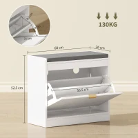 HOMCOM Bancă pentru pantofi, banc de depozitare, șezut captușit, sertar basculant, front cu model 60 x 26 x 52,5 cm, alb(m-3)