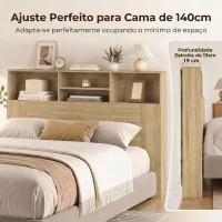 HOMCOM Cabeceira de Cama 140 cm com Arrumação e 4 Compartimentos Abertos, Carvalho(m-5)