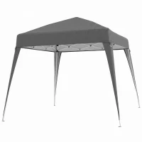 Outsunny Carpa Plegable 2,4x2,4 m, Pop-up, Cenador Pabellón de Jardín, Altura Ajustable con Bolsa de Transporte, Anti-UV, Impermeable, Gazebo para Camping, Fiestas, Exterior, Gris(m-11)