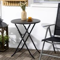 Outsunny Table basse extérieure pour 2 personnes, table de jardin ronde avec structure en acier, Ø 60 x 73H cm, gris foncé(m-2)
