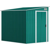 Outsunny Depozit pentru Unelte din Metal 1.5x2m cu Bază, Ușă Glisantă și Acoperiș Înclinat, Verde(m-1)