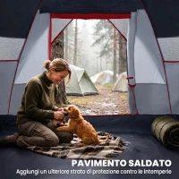 Outsunny Tenda da campeggio 4-5 posti idrorepellente con protezione UV, 4,5x2,2x1,8 m, grigia(m-5)