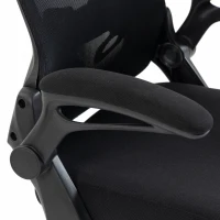 HOMCOM Cadeira de Escritório Ergonômica Cadeira de Escritório em Malha Apoios de Braço Rebatíveis Altura Ajustável Função de Balanço Preta(m-9)