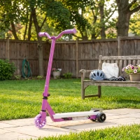 AIYAPLAY Electric Scooter for Kids Aged 4-7 Years, with Flashing LED Lights, Rear Auxiliary Wheels, Purple(m-10)