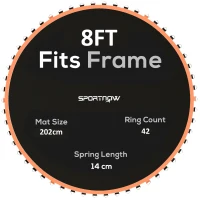 SPORTNOW Trampoline Replacement Mat with Spring Pull Tool, 42 V-Hooks, for 8ft Trampoline using 14cm Springs, Orange(m-1)