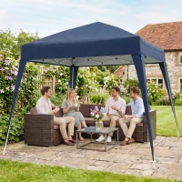 Outsunny Carpa Plegable 2,4x2,4 m, Pop-up, Cenador Pabellón de Jardín, Altura Ajustable con Bolsa de Transporte, Anti-UV, Impermeable, Gazebo para Camping, Fiestas, Exterior, Azul(m-2)