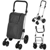 HOMCOM Trolley de compras, bolsa de 46 litros, carrinho dobrável com bolsa térmica, alça ajustável, estrutura de alumínio, cinza escuro(m-1)