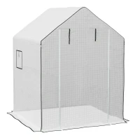 Outsunny Cubierta de Repuesto para Invernadero 140x143x190cm con Ventana Puerta Enrollable Anti-UV para Plantas Jardín Blanco(m-1)