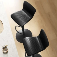 HOMCOM Set 2 scaune de bar cu spătar, rotative și cu înălțime reglabilă, polipropilenă, negru(m-8)