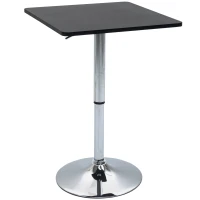 HOMCOM Modern Height Adjustable Counter Bar Table with 360° Swivel Tabletop and Electroplating Metal Base, Pub Desk for Living Room, Kitchen, Restaurant, Pub, Black and Silver(m-10)