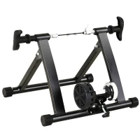 HOMCOM Rodillo de Bicicleta Entrenamiento Plegable con Resistencia Magnética Ajustable de 5 Niveles para Ruedas de 700C o 26-28 Pulgadas para Interior 54,5x47,2x39,1 cm Negro(m-11)