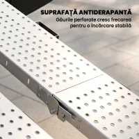 HOMCOM Set 2 Rampe de Încărcare Pliabile, 180x25,5 cm, 400kg, pentru Moto/ATV/Remorcă/Pick-Up, Argintiu(m-7)