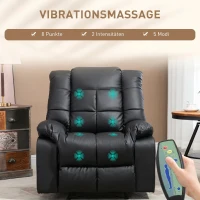 HOMCOM Fotoliu Relax cu 8 Puncte de Masaj și Reclinare la 165° din Piele Ecologică, Negru(m-4)