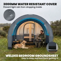 Outsunny Three Man Duo Room Tunnel Tent, with Accessories - Grey/Blue(m-6)