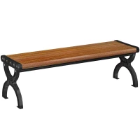 Outsunny Banco de Jardín Exterior de 2 Plazas Banco Exterior con Estructura Metálica y Asiento Listonado 124x39x39 cm Marrón(m-11)