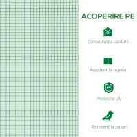 Outsunny Folie pentru Sera din PE cu 6 Ferestre, Ușă Rulabilă și Margini Îngropate, 3x3x2 m, Verde(m-6)