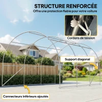 Outsunny Tente de garage résistant à l'eau protection UV UPF 30 + parois latéraux amovibles 5 x 3 m beige(m-6)