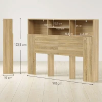HOMCOM Cabeceira de Cama 140 cm com Arrumação e 4 Compartimentos Abertos, Carvalho(m-3)