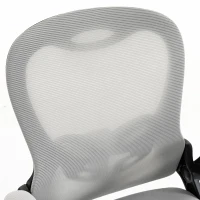 HOMCOM Silla de Oficina Ergonómica, Sillón de Oficina de Malla, Reposabrazos Abatibles, Altura Ajustable, Función de Balanceo, Gris(m-7)
