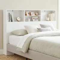 HOMCOM Cabeceira de Cama 140 cm com Arrumação e 4 Compartimentos Abertos para Quarto Branca(m-2)