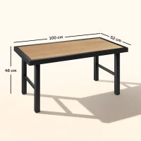 Outsunny Metal Garden Coffee Table, Outdoor Side Table with SPC Woodgrain Tabletop for Outside, Garden, Balcony, Porch, 100 x 53 x 46cm, Brown(m-3)