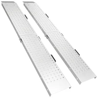 HOMCOM Set 2 Rampe de Încărcare Pliabile, 180x25,5 cm, 400kg, pentru Moto/ATV/Remorcă/Pick-Up, Argintiu(m-12)
