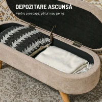 HOMCOM Bancă tapițată pentru capătul patului cu spațiu de depozitare ascuns, din lemn și poliester, 110x40x43 cm, bej(m-4)