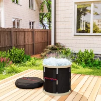 SPORTNOW 210L Outdoor Ice Bath Tub, with Lid, Cover, Carry Bag, Black(m-10)