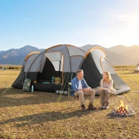 Outsunny 5 Man Camping Tent, Large Tunnel Tent, Water Resistant Hiking Shelter with Groundsheet and Carry Bag, Black(m-14)