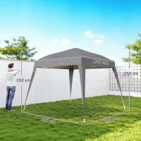 Outsunny Carpa Plegable 2,4x2,4 m, Pop-up, Cenador Pabellón de Jardín, Altura Ajustable con Bolsa de Transporte, Anti-UV, Impermeable, Gazebo para Camping, Fiestas, Exterior, Gris(m-3)
