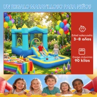 AIYAPLAY Castillo Hinchable para Niños con Soplador Tobogán Cama Elástica Piscina y Aro de Baloncesto para Niños 3-8 Años Azul(m-9)