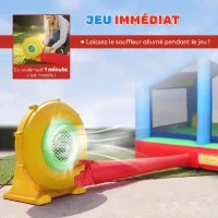 AIYAPLAY Château gonflable 4 en 1, aire de jeux avec souffleur, toboggan, piscine à balles, jeu de lancer d'anneaux, multicolore(m-6)