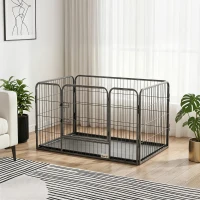 PawHut Enclos parc pour chien 4 panneaux en métal grillagé avec Porte Verrouillable, dim. 109L x 74l x 71H cm(m-10)