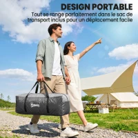 Outsunny Tente de camping familiale 5 pers. - tente tunelle ventilée - grande porte + 2 fenêtres gris clair(m-7)